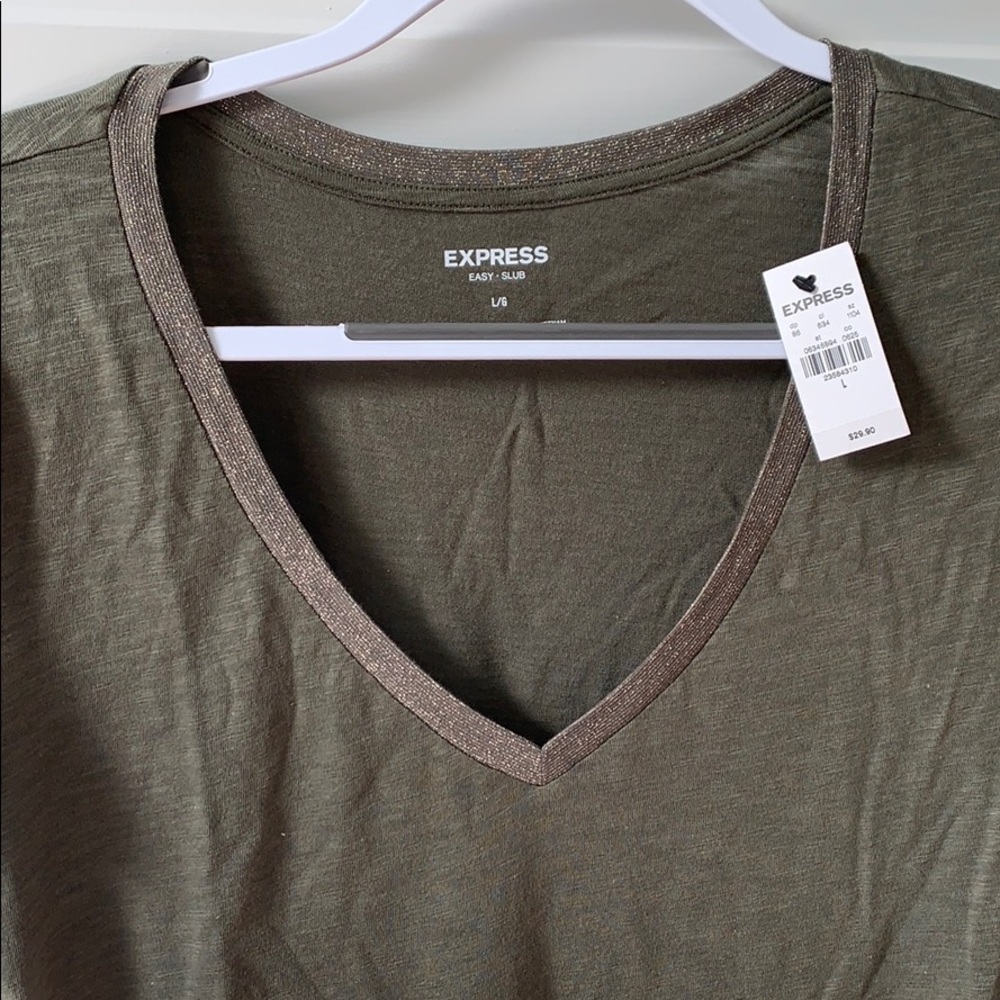 Express Olive V-Neck